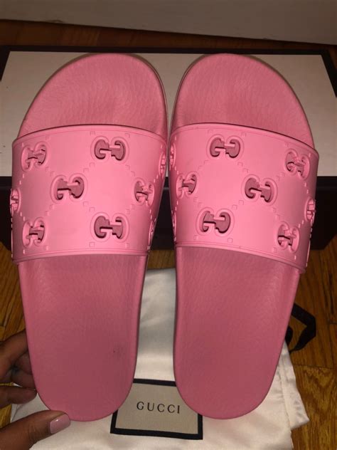 pink plastic gucci slides|Gucci slides pink fluffy.